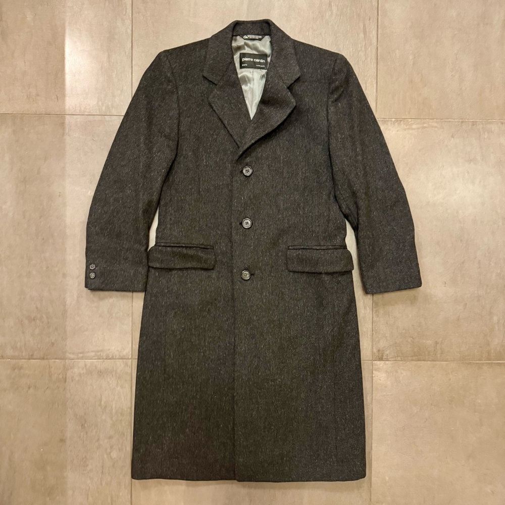 Vintage Pierre Cardin Charcoal Wool Overcoat